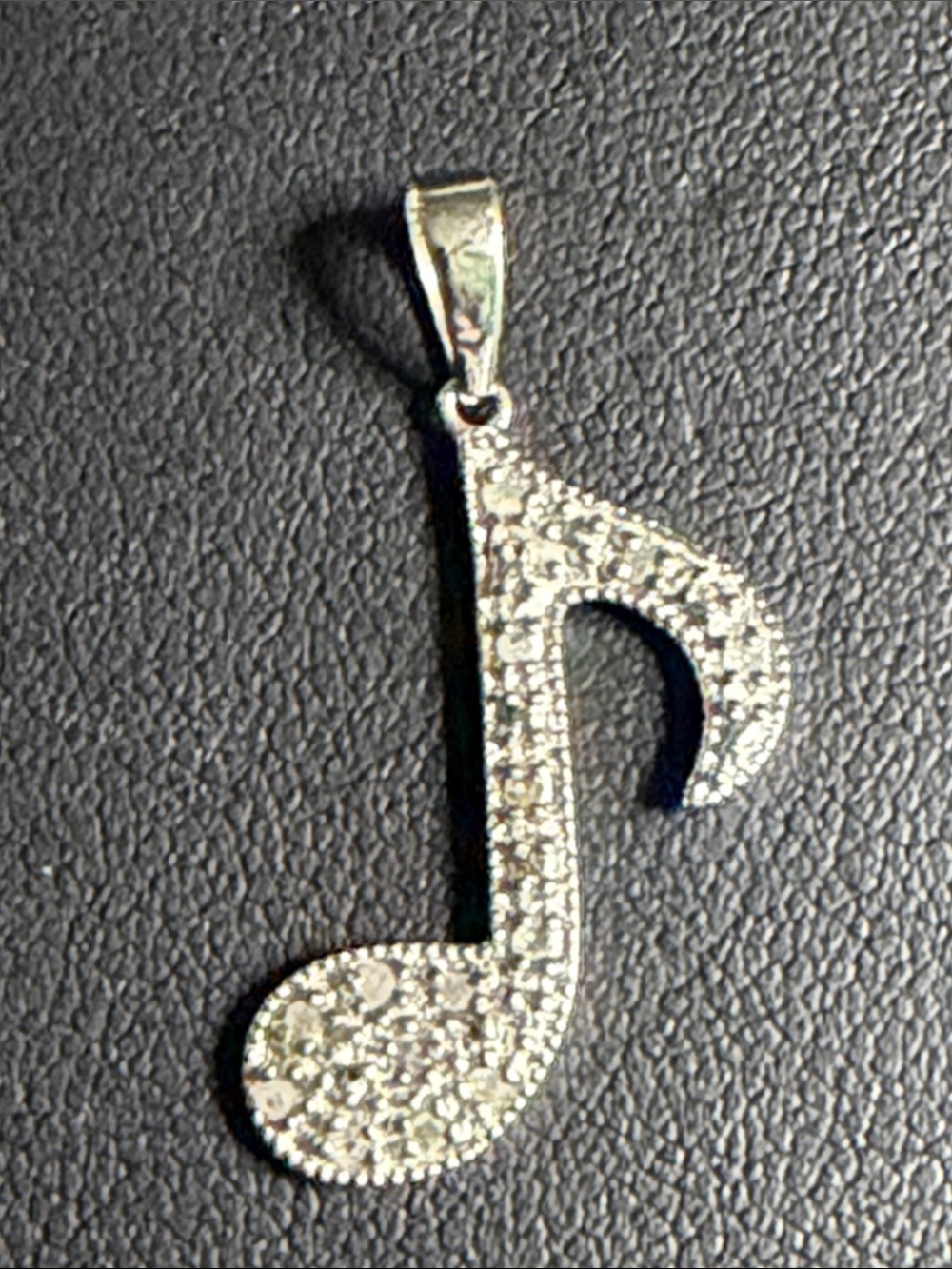 Stamped 925 Silver  Music Note Pendant only Sparkling  Accent diamonds